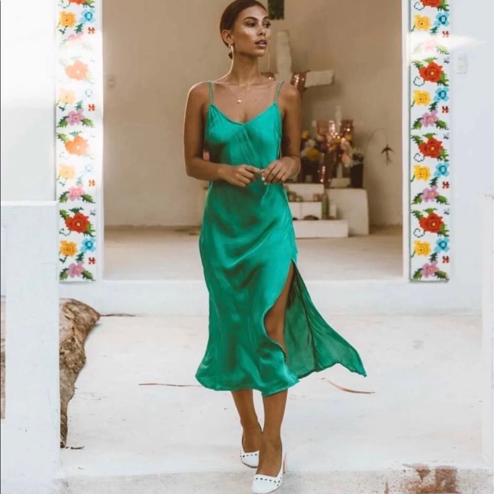 The Slinky Slip Dress Colombia Turquoise Lane The Label